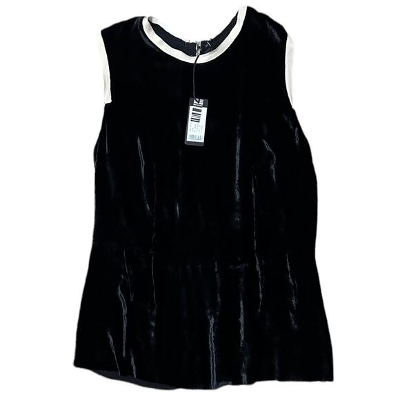 NWT JOSEPH Velvet Silk Hook Closure Peplum Blouse - Picture 4 of 9